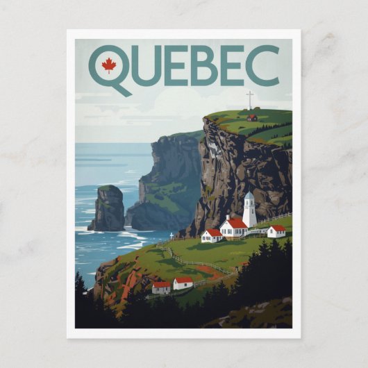 Canadian Quebec Coastal Landscape Lighthouse ポストカード (正面)