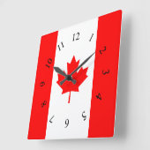 Canadian Red and White Maple Leaf Canada スクエア壁時計 (傾斜)