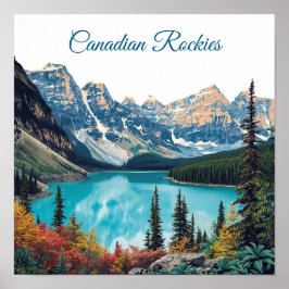 Canadian Rockies Travel Poster WPA Style ポスター