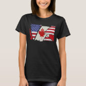 Canadian Roots Half American Flag Canada Tシャツ (正面)
