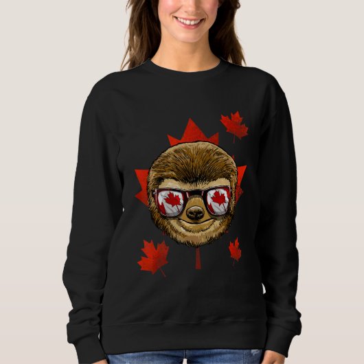 Canadian Sloth Maple Tree Leaf Canada Flag Lazy Sl スウェットシャツ (正面)
