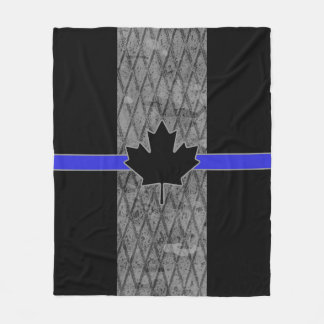 Canadian Thin Blue Line Flag フリースブランケット