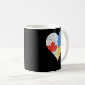 Canadian Ukrainian Flag Heart Canada Ukraine コーヒーマグカップ (正面右)