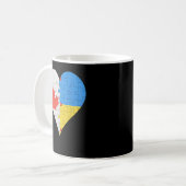 Canadian Ukrainian Flag Heart Canada Ukraine コーヒーマグカップ (正面左)