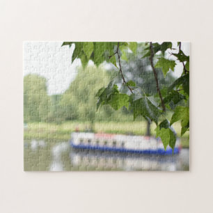Canal Boat and Trees on the River Avon Englandイギリス ジグソーパズル