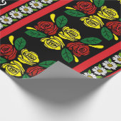 Canal Boat Narrowboat Folk Art Red Roses ラッピングペーパー (角)