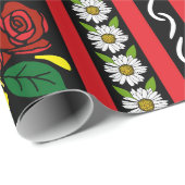 Canal Boat Narrowboat Folk Art Red Roses ラッピングペーパー (ロールコーナー)