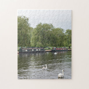 Canal Bots and Swans、Stratford-On-Avon、英国 ジグソーパズル