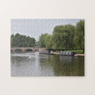 Canal Bots on the River Avon Warwickshire UK ジグソーパズル