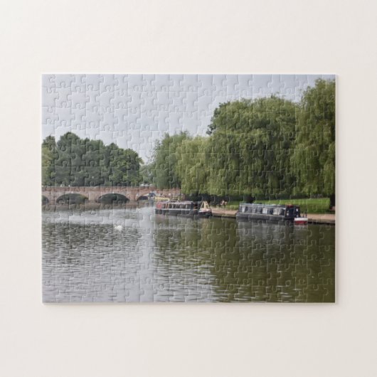 Canal Bots on the River Avon Warwickshire UK ジグソーパズル (横)