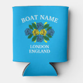 Canal Narrowboat Blue Roses Boat Name 缶クーラー (正面)