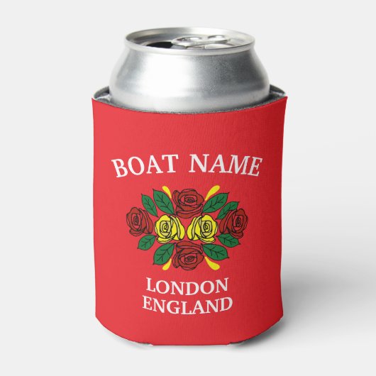 Canal Narrowboat Red Roses Boat Name 缶クーラー (缶正面)