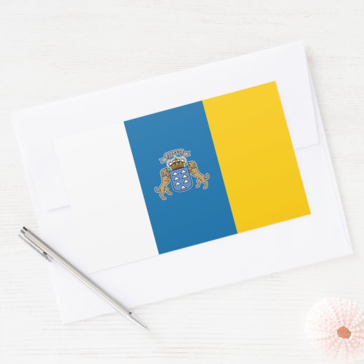 Canary*の島の旗のステッカー 長方形シール (封筒)