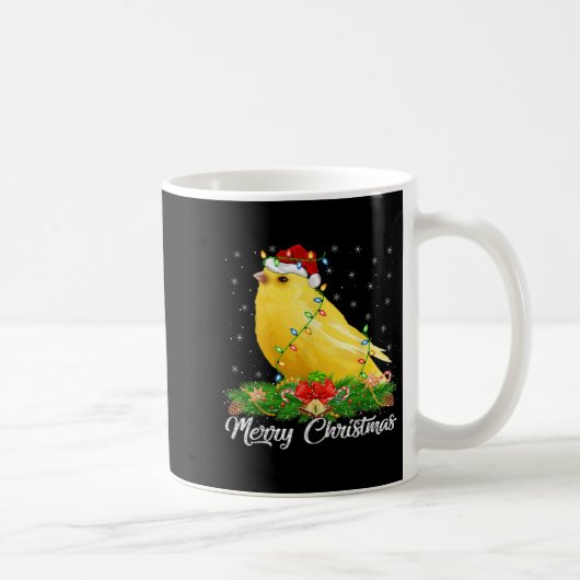 Canary Bird Lover Matching Santa Hat Canary Christ コーヒーマグカップ (右)