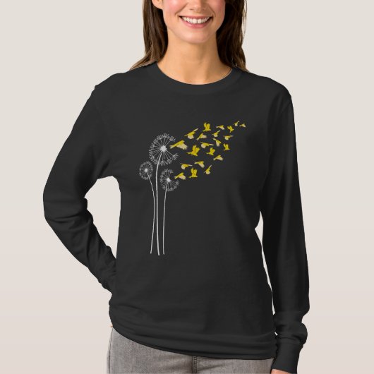 Canary Dandelion Flower For Dandelions and bird Tシャツ (正面)