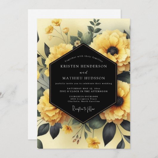 Canary Gloaming Flora Wedding 招待状 (正面/裏面)