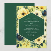 Canary Indigo Painterly Wedding 招待状 (正面/裏面)