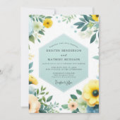 Canary Teal Meadow Wedding 招待状 (正面)