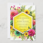 Canary Vibrant Botanical Wedding 招待状 (正面)