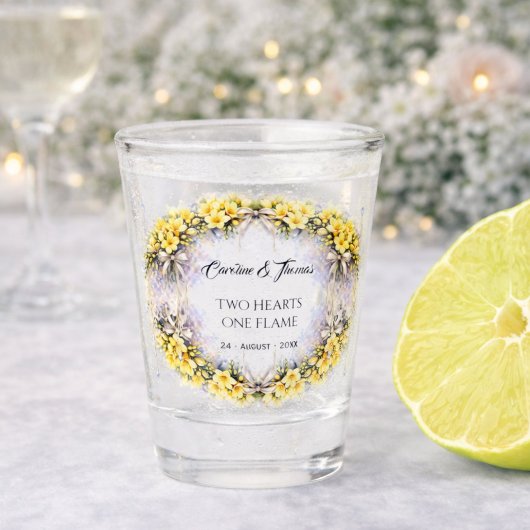 Canary Yellow Romantic Freesia Floral Wedding ショットグラス