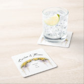Canary Yellow Romantic Freesia  Floral Wedding スクエアペーパーコースター (インサイチュ)