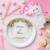 Canary Yellow Romantic Freesia  Floral Wedding ペーパープレート (パーティー)