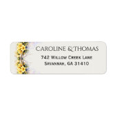 Canary Yellow Romantic Freesia  Floral Wedding ラベル (正面)
