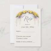 Canary Yellow Romantic Freesia  Floral Wedding 出欠カード (正面)