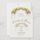 Canary Yellow Romantic Freesia  Floral Wedding 招待状 (正面)