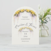 Canary Yellow Romantic Freesia  Floral Wedding 招待状 (スタンド正面)