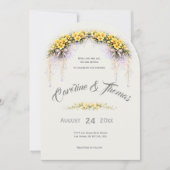 Canary Yellow Romantic Freesia  Floral Wedding 招待状 (正面)