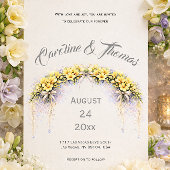 Canary Yellow Romantic Freesia  Floral Wedding 招待状