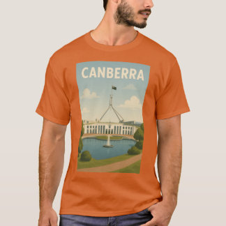 Canberra Parliament House with Flag and Fall Color Tシャツ