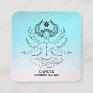 *~* CANCER -〔占星術の〕十二宮図星学読のアクアグリッター スクエア名刺