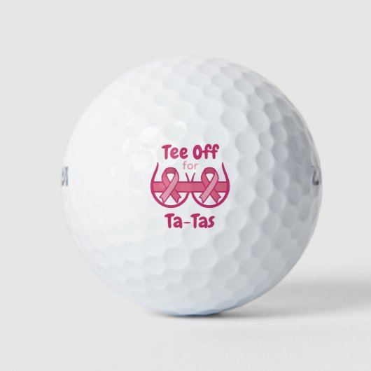 Cancer Awareness Pink Tee Off Ta-Tas ゴルフボール (正面)