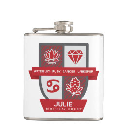 Cancer Birthday Crest™ for July 1-22 フラスク