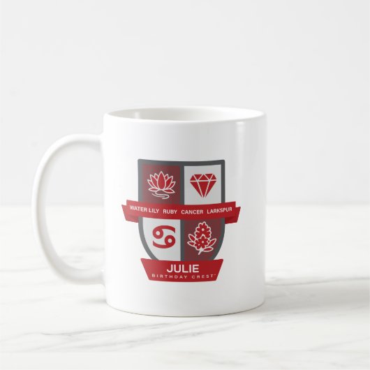 Cancer Birthday Crest™ for July 1-22 Mug コーヒーマグカップ (左)
