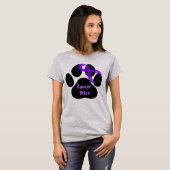 Cancer Bites Dog Paw 紫のリボン 膵臓がん Tシャツ (正面フル)