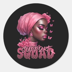 Cancer Black Woman Shirt Support Squad Black Women ラウンドシール