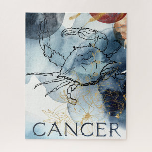 Cancer crab blue black zodiac astrology planets ジグソーパズル