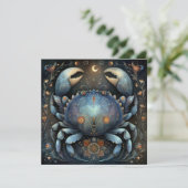Cancer Crab Zodiac Astrology Celestial Birthday カード (スタンド正面)