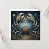 Cancer Crab Zodiac Astrology Mystical Birthday カード (正面/裏面インサイチュ)