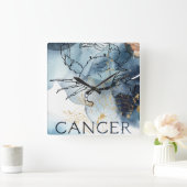 Cancer crab zodiac blue black gold text planets  スクエア壁時計 (ホーム)