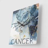 Cancer crab zodiac blue black gold text planets  スクエア壁時計 (傾斜)