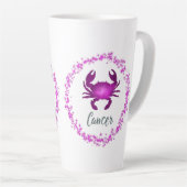 Cancer Crab Zodiac Sign Astrology pink purple  カフェラテマグ (右アングル)