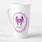 Cancer Crab Zodiac Sign Astrology pink purple  カフェラテマグ (左アングル)