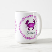 Cancer Crab Zodiac Sign Astrology pink purple  コーヒーマグカップ (正面右)