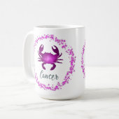 Cancer Crab Zodiac Sign Astrology pink purple  コーヒーマグカップ (正面左)