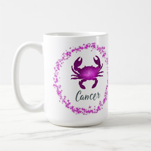 Cancer Crab Zodiac Sign Astrology pink purple  コーヒーマグカップ (左)