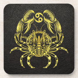 Cancer Gold on Leather コースター